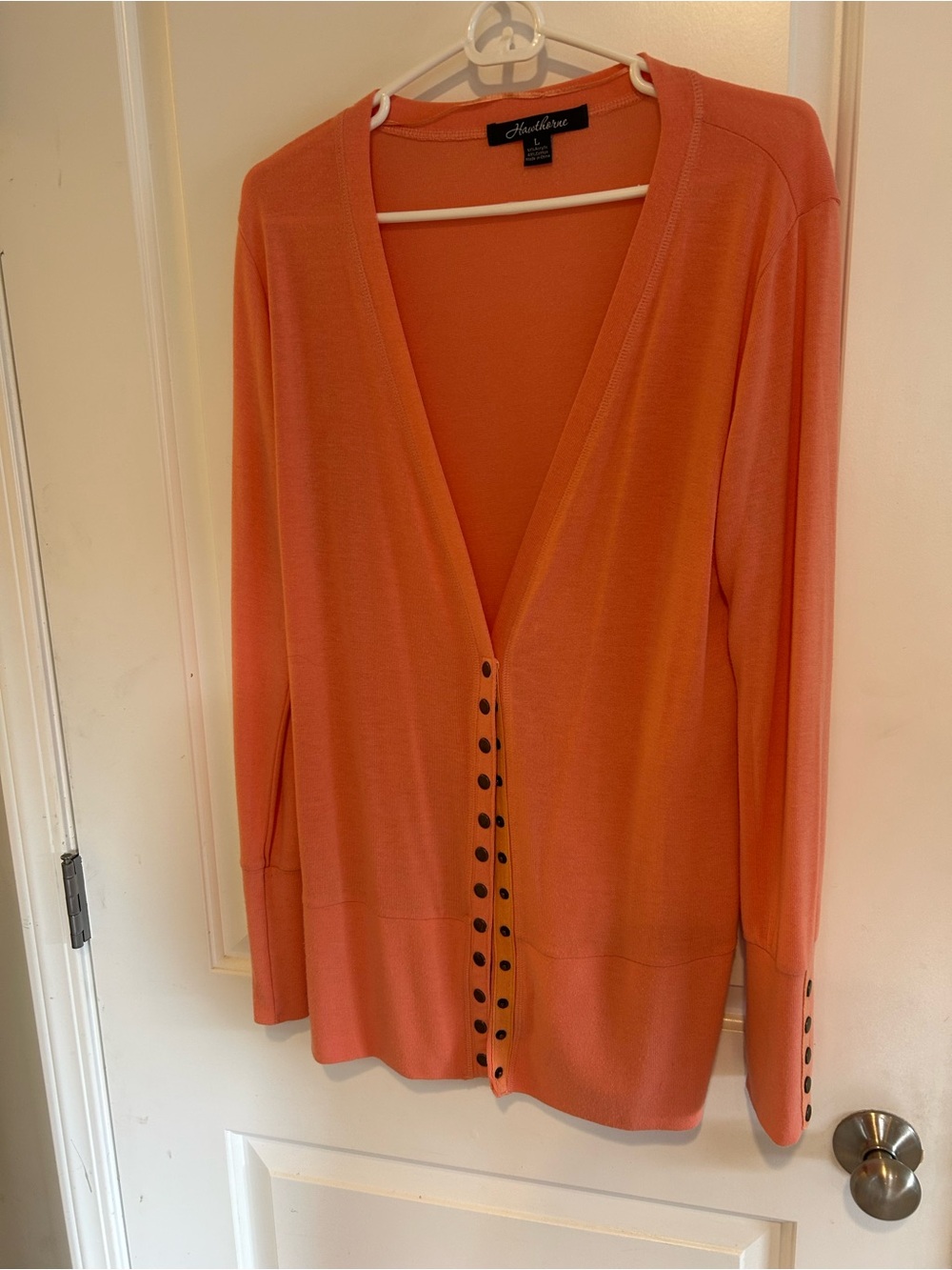 41 Hawthorn Coral Button-Trim V-Neck Cardigan